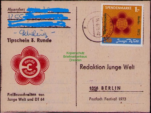 B25068 postkarte ddr 1973 - postkarte,