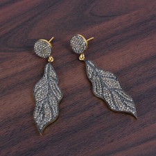 Runde Diamant Pave 14K Gold Ohrhänger 925 Silber Jubiläum Geschenk Schmuck