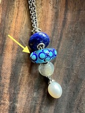 ? Original Trollbeads Jumbo Bead OOAK Vierblättrige Blume Blau Hellblau Fantasy