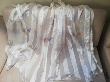 2x Schlaufenschal Gardine 1mx1m Gardine Vorhang, durchlässig dicht tüllig silber