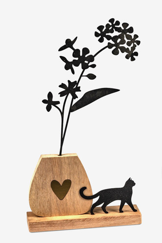 Deko holz vase - holz, metall