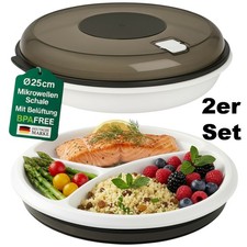2 Menüteller mit Deckel Set Mikrowellengeschirr Portionsteller Seniorenteller