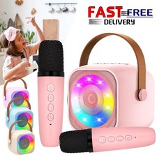 Karaoke Anlage mit 2 Mikrofonen, Tragbarer Kabelloser Lautsprecher Party Musik