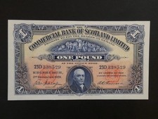SEHR SCHÖNE FRÜHE DATIERUNG 1929 COMMERCIAL BANK OF SCOTLAND £1 BANKNOTE ORIGINAL VZ