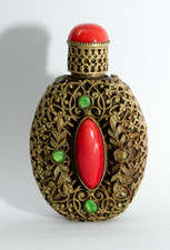 alte Schnupftabakflasche filigran  snuff bottle, Koralle