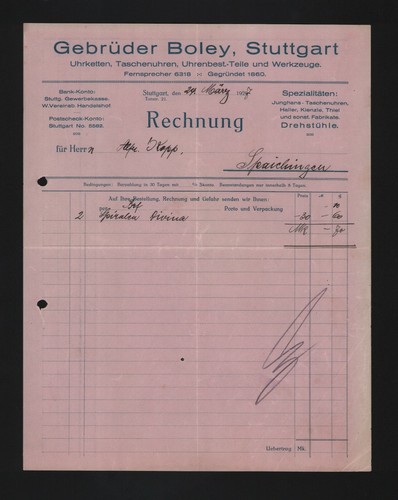Stuttgart rechnung 1927 - rechnung,