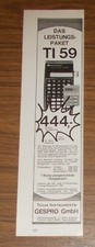 Seltene Werbung TEXAS INSTRUMENTS TI 59 Taschenrechner 1980