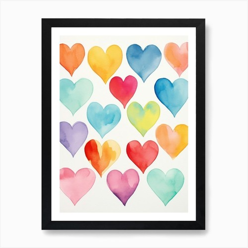 Aquarell herzen kunstdruck - aquarell,