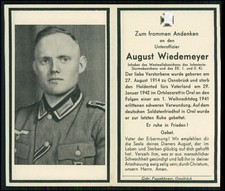 Sterbebild August Wiedemeyer
