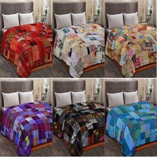 Vintage Patchwork Kantha Tagesdecke, indische handgemachte Steppdecke,...