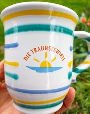 grosses Haferl,  Henkelbecher,   300 ml   " Gmundner Keramik - bunt geflammt "