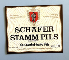 Altes Bieretikett  ,  Brauerei SCHÄFER + 1992 , Dirmingen / Saarland #1038#