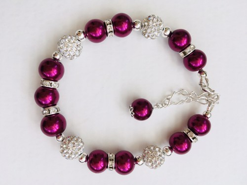 Fuchsia glasperlen armband - glasperlen,
