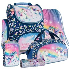 Einhorn Unicorn Pferd Schulranzen Tornister Ranzen Rucksack Set mit Sporttasche
