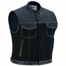 Textil Bikerweste Clubweste Kutte Rockerweste Motorrad Weste schwarz leicht