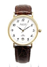 ASCOT Unisex Uhr, Quarz, Lederband, neue Batterie, guter gepflegter Zustand