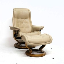 Ekornes Stressless Royal (M) mit Hocker hellbraun Leder relax Vintage Retro Top!
