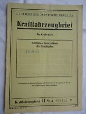 Kfz Brief  Zündapp Norma Luxus ,  Bj. 1955  , original DDR !