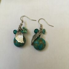 Wunderschöne Ohrringe Hänger Hippie Boho Silbern Türkis Klimper Glitzer