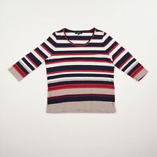 BONITA Damen T-Shirt Gr. L weiß blau rot Oberteil 3/4 Ärmel Shirttop Rundhals