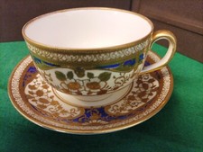 Meito Japan Kaffee-Teegedeck, prunkvolle Sammeltasse, Blau Gold, Handmalerei 