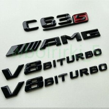 Schwarz Glanz Badge Schriftzug Aufkleber Für Mercedes Benz C63S AMG V8 BITURBO