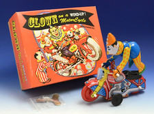 Blech Motorrad "CLOWN ON A WIND UP MOTOR CYCLE" MS 629 CHINA! TOP! Original Box!