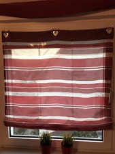 Raffrollo mit Ösen Scheibenrollo ohne Bohren Gardine Rot Weiß Streifen 115 X 140