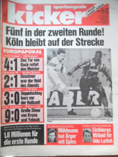 KICKER 79- 1.10. 1992 Leeds-Stuttgart 4:1 Frankfurt-Lodz 9:0 Hannover-Bremen 2:1