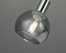 E14 Lampenschirm Öffnung ca.3 cm Ersatzglas Glasschirm Rauchglas chrom  H 8 cm