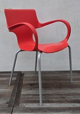 9 Stühle Plastik Stuhl mit Metallgestell Stapelstuhl SOFIA 8 Rot + 1 Orange