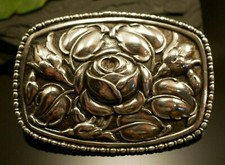 Antike 800 Silber Brosche Martin Mayer Mainz Rose Blumen Jugendstil Art Deco 