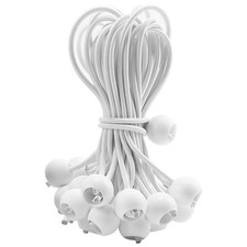 50 Stück Planenspanner - Weiße Spann-Gummis mit Kugel für Zelt & Plane