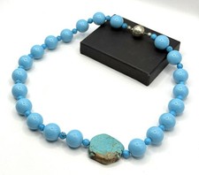 Türkis-Kette mit Magnetverschluss – Naturstein, handgearbeitet