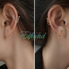 Echt 925 Sterling Silber * Ohrringe Ohrstecker Piercing * Helix Kugel Kette Boho