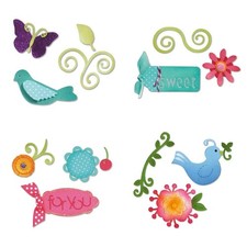 3 Stanzschablonen Vögel Blüten Ornamente Stanzen Set Sizzlits Medium Sizzix