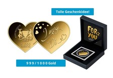 Goldmünze Herz "I Love You"