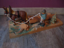 Holzschnitzerei Holzrücker , Holzfäller Pferd handgeschnitzt