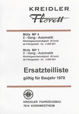 Ersatzteilliste Kreidler Florett  Mofa MF 4 / MP 1, Automatik, für Baujahr 1970