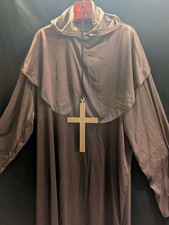 Mönch Kostüm Mönchkostüm Kapuziner Kloster Robe Priester Karneval + Umhängekreuz