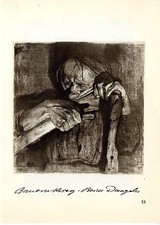 Käthe Kollwitz Zyklus: Bauernkrieg Bewaffnung / Dengeln Historische Grafik 1930
