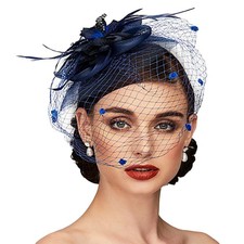 DE Fascinator Federschleier Hut Clip Damen Elegante Haarnadel Rayon Kopfschmuck