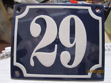 Hausnummer Emaille  Nr. 29 weisse Zahl auf blauem Hintergrund 12 cm x 10 cm