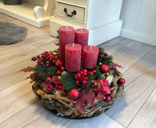 ca.43x43cm Adventskranz Holz Adventkranz Advent Kranz Gesteck mit Glas Kugeln