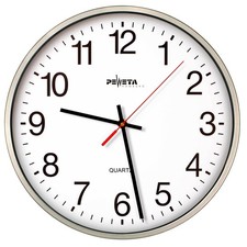 PEWETA Wanduhr weiß silber