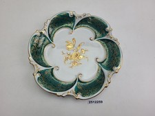 Prunkteller Graf von Henneberg Ilmenau Porzellan Grün Gold Blumen Deko #2512259