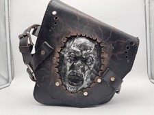 Mottorrad Tasche von Alex Leather Craft - Zombieface - Satteltasche - Handarbeit