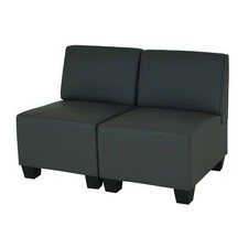 B-Ware Modular 2-Sitzer Couch Moncalieri, Kunstleder dunkelgrau, ohne Armlehnen