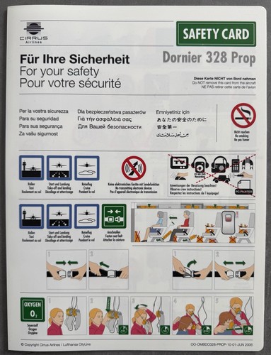 Safety card cirrus airlines - cirrus,