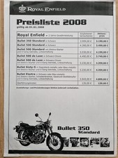 ROYAL ENFIELD,BULLET,350,500,STANDARD,DE LUXE,SIXTY-5,ELECTRA,MOTORRADPREISLISTE